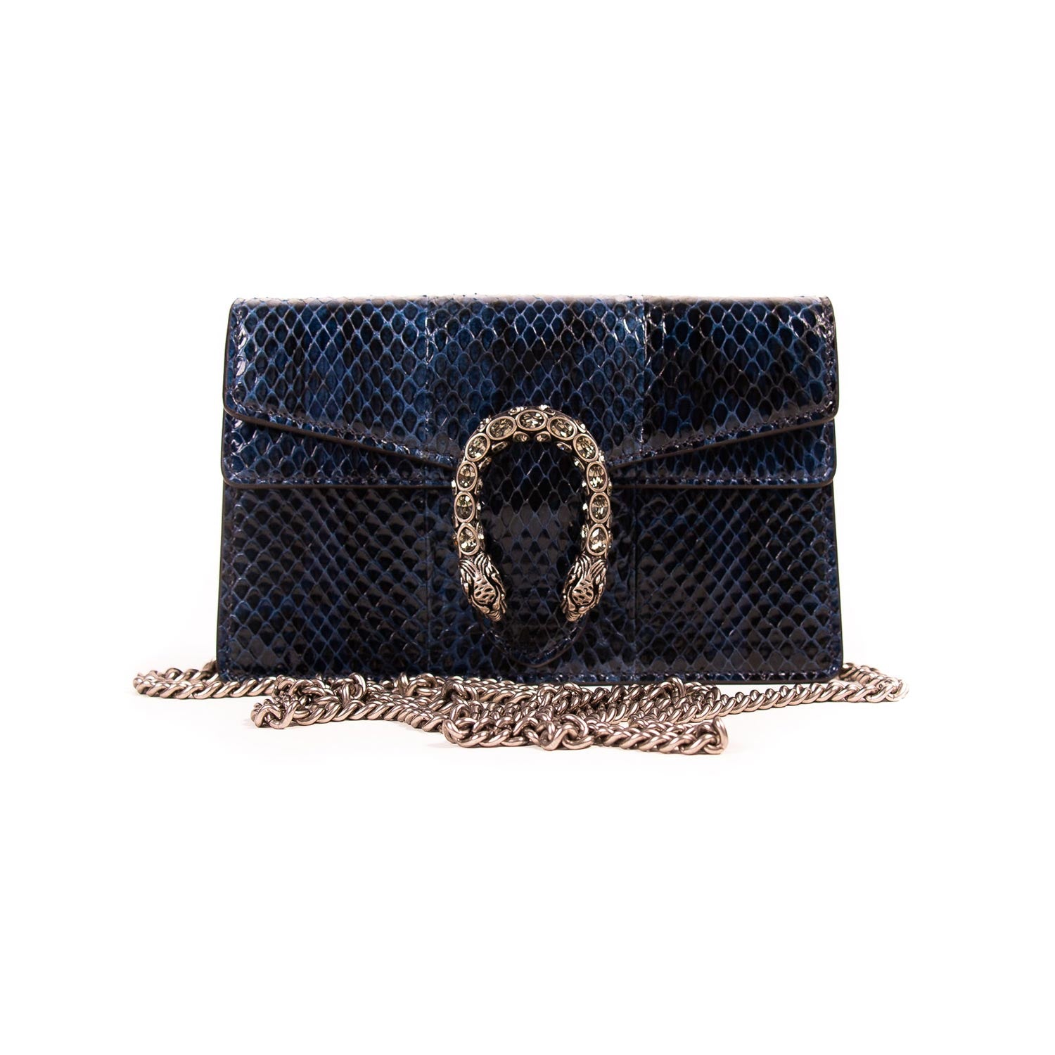 Iridescent Python Bag with Snake Head Accessory - Allysa Payne Beverly Hills
