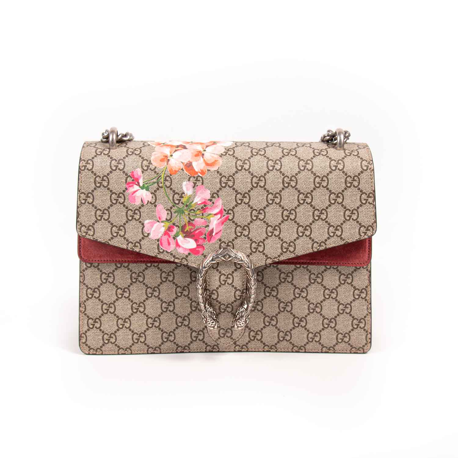 GUCCI Dionysus small embellished printed coated-canvas and suede shoulder  bag