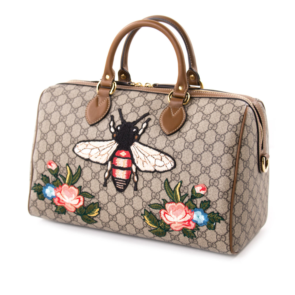 Gucci GG Supreme Embroidered Boston Bag Bags Gucci - Shop authentic new pre-owned designer brands online at Re-Vogue