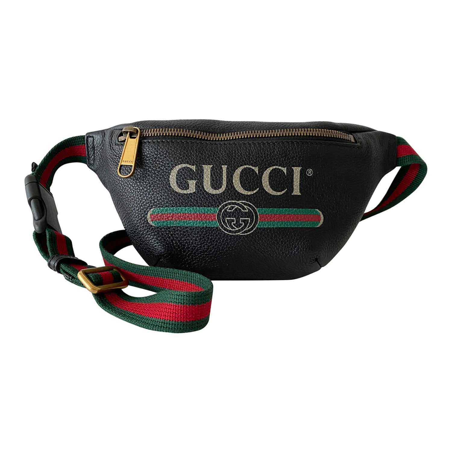 Gucci Print Belt Bag Vintage Logo Small White in Leather with Brass - US