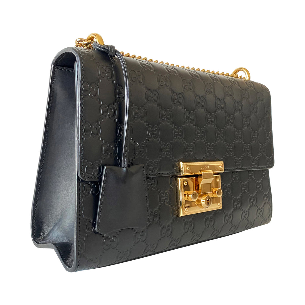 Shop authentic Gucci Guccissima Medium Padlock Shoulder Bag at