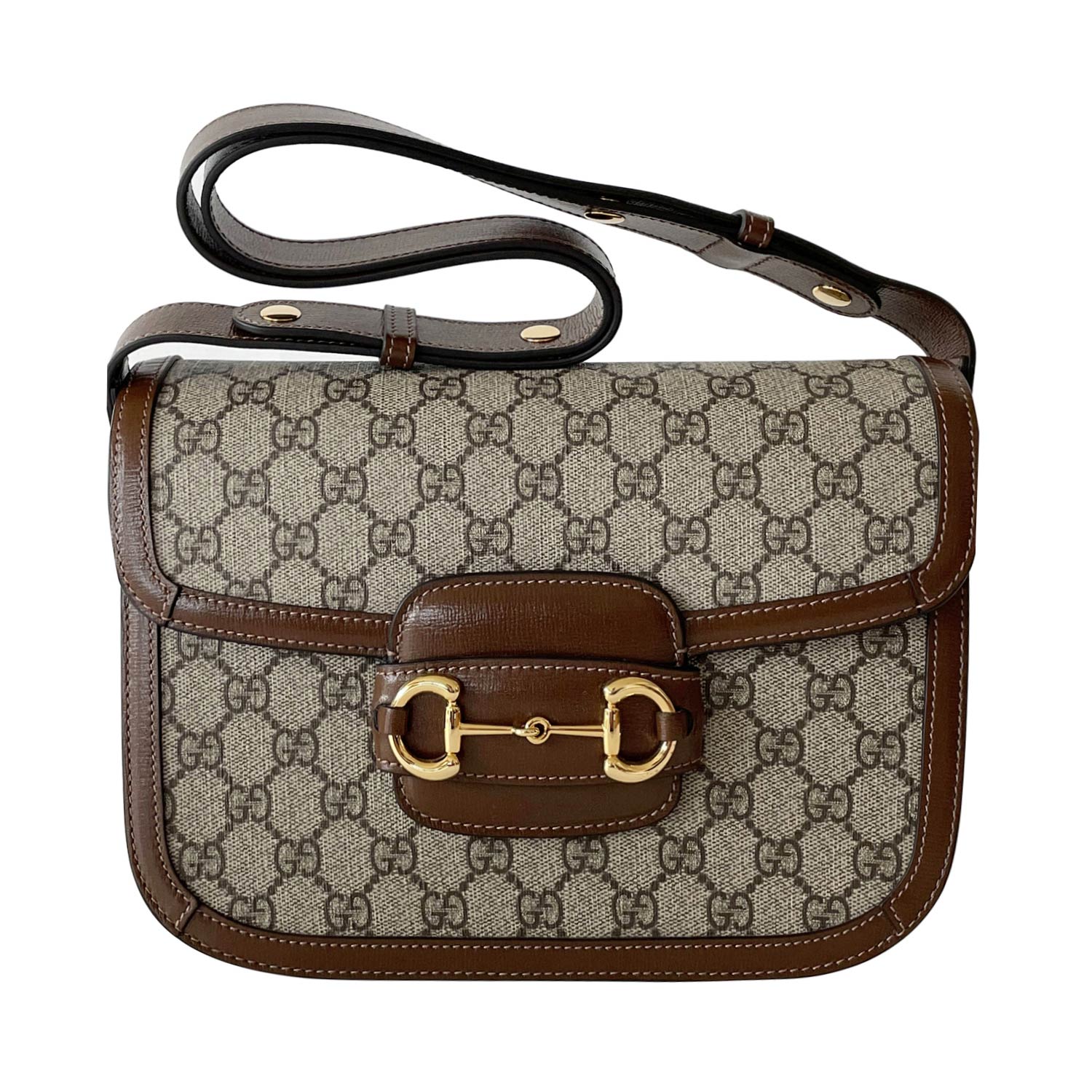 Gucci Horsebit 1955 Mini Leather-trimmed Printed Coated-canvas Tote in Brown