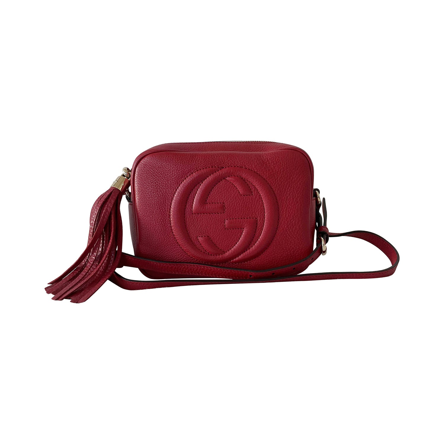 GUCCI Red Leather Soho Boston Bag