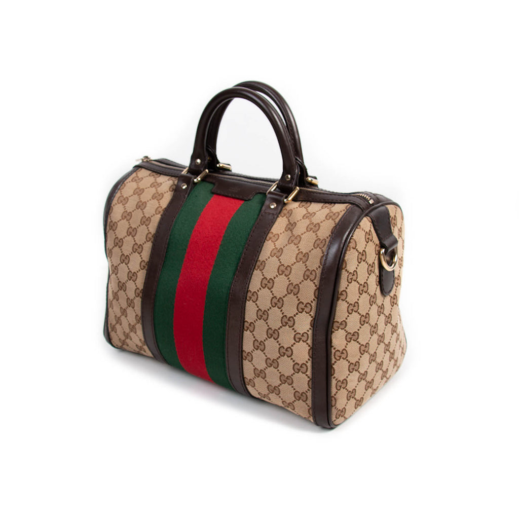 Gucci Web Original Logo Boston Bag Brown Beige - A World Of Goods For You,  LLC