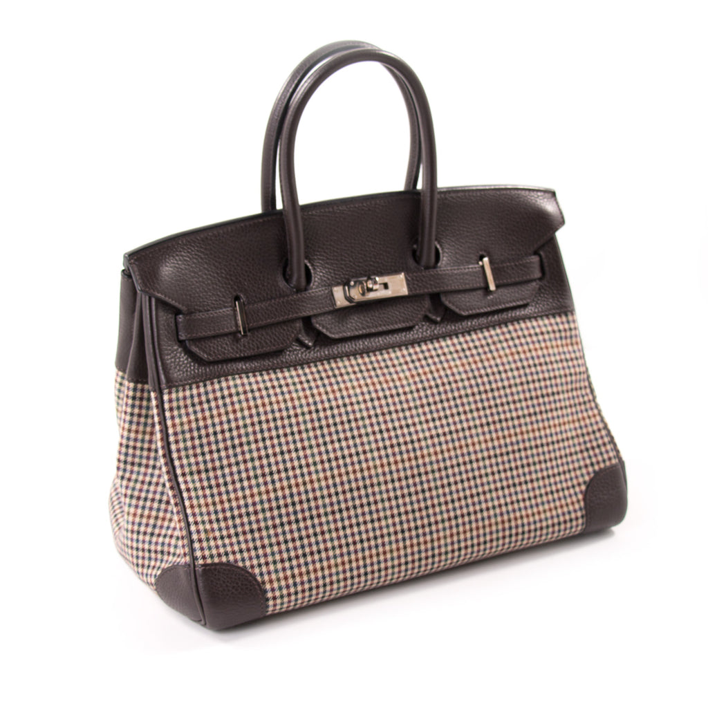 Hermès Birkin 35 Clemence Leather and Houndstooth Canvas Bags Hermès - Shop authentic new pre-owned designer brands online at Re-Vogue