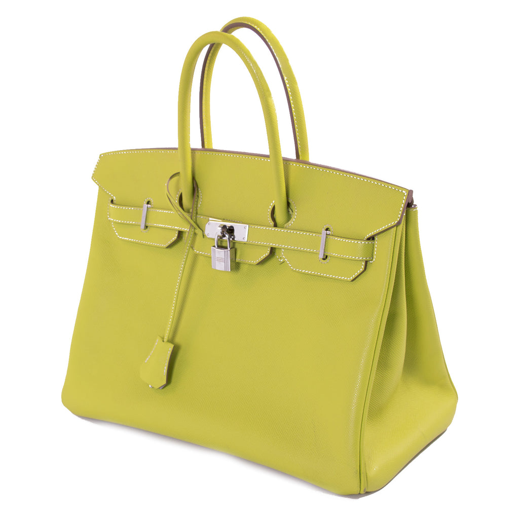 Shop authentic Hermès Candy Birkin 35 Epsom Lime Gris Perle at revogue for  just USD 8,200.00