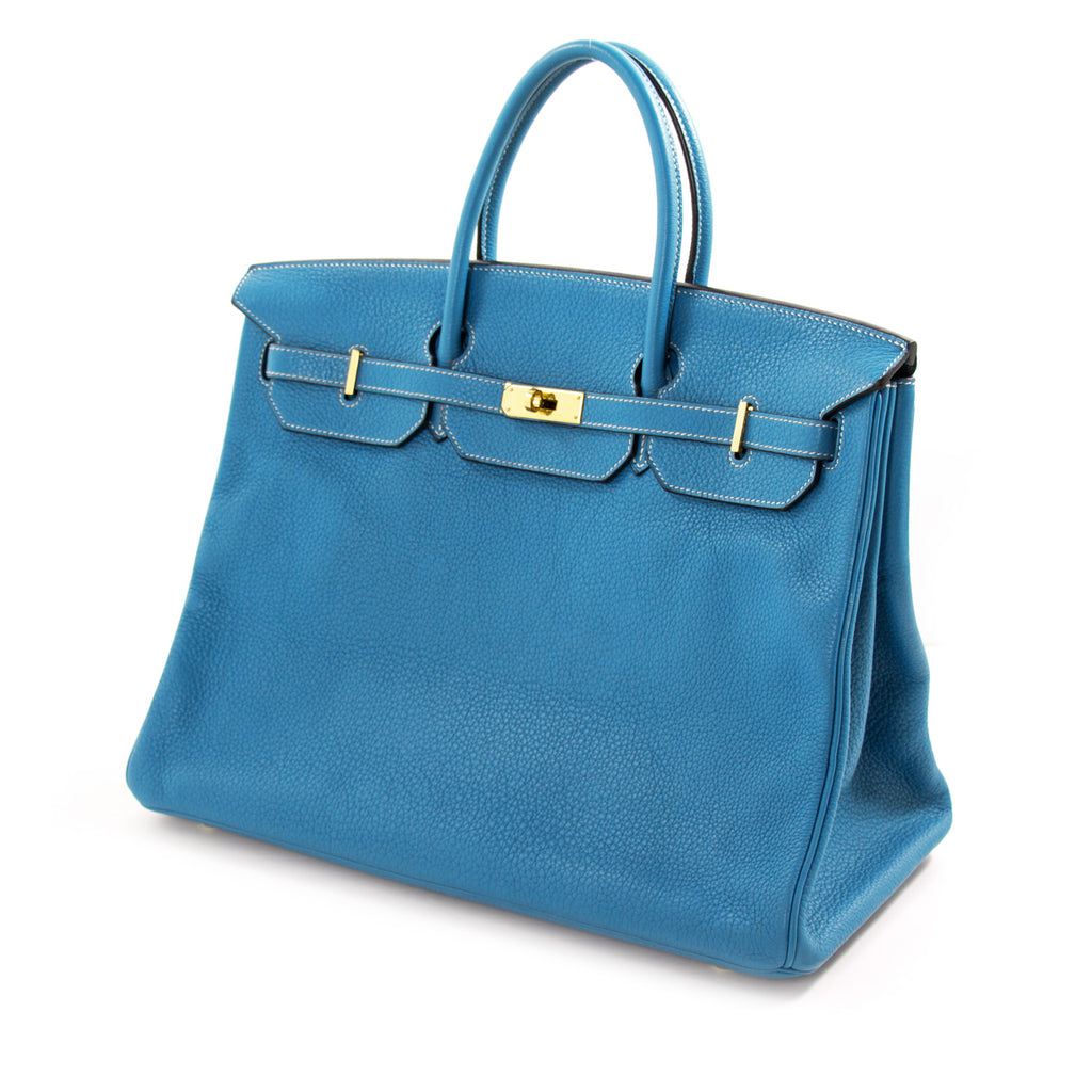 Birkin 40 handbag Hermès Blue in Denim - Jeans - 36897865