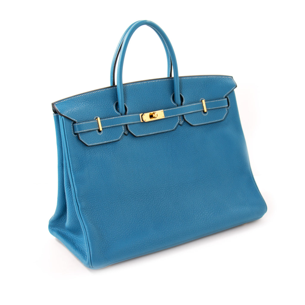 Hermès Birkin 40 Clemence Blue Hydra Bag