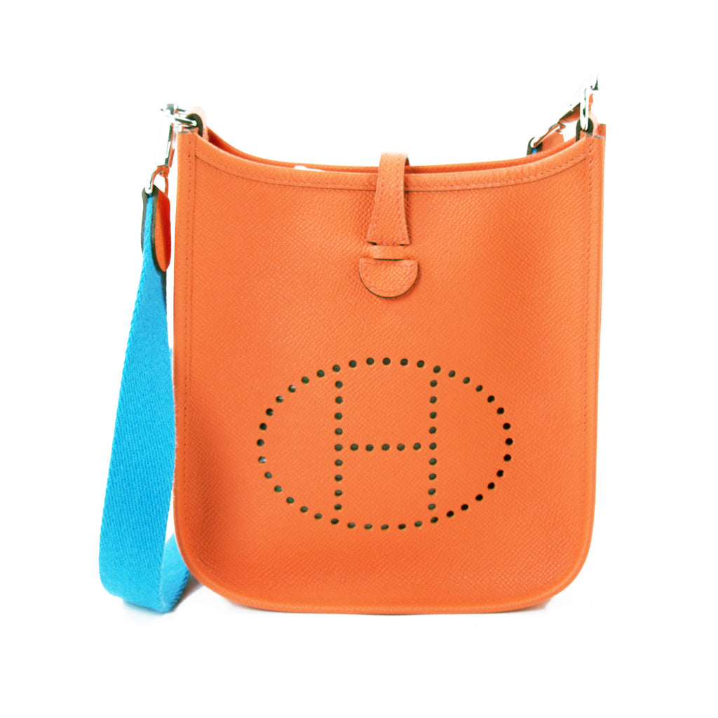 Authentic HERMES Orange Epsom Mini Evelyne TPM Crossbody Bag