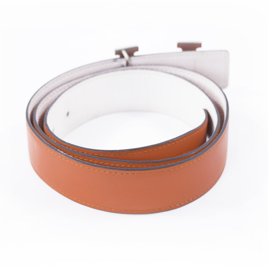 Hermès Orange and White Leather H Belt Accessories Hermès - Shop authentic new pre-owned designer brands online at Re-Vogue