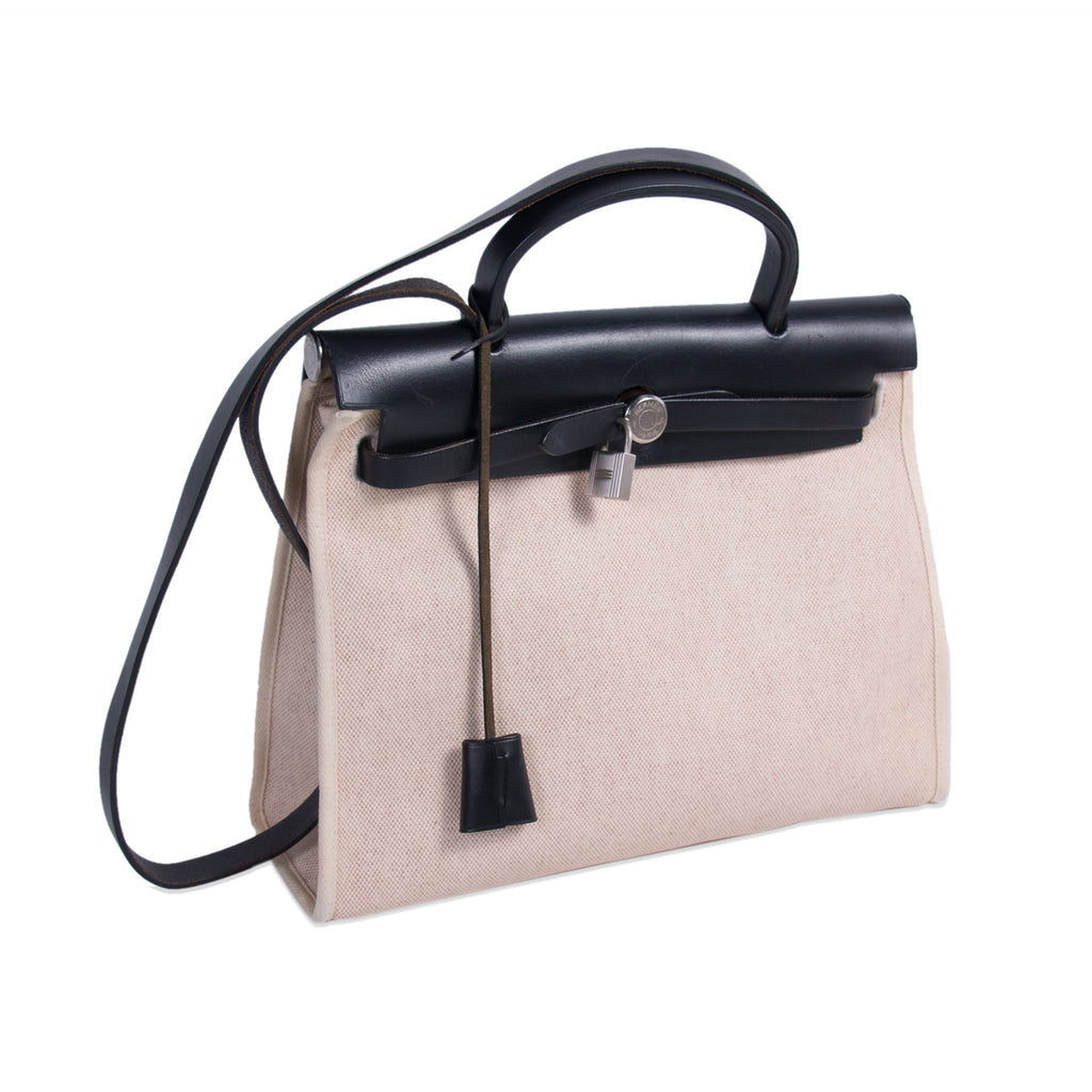 Hermes Herbag 2016 collection in beige with leather trim