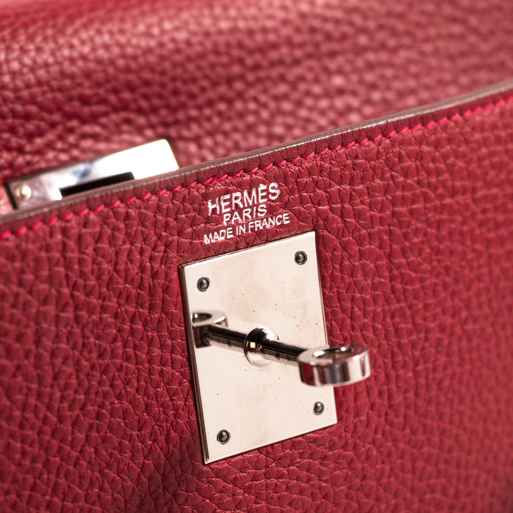 Hermes Kelly Retourne Taurillon Clemence 32 Rouge Casaque - US