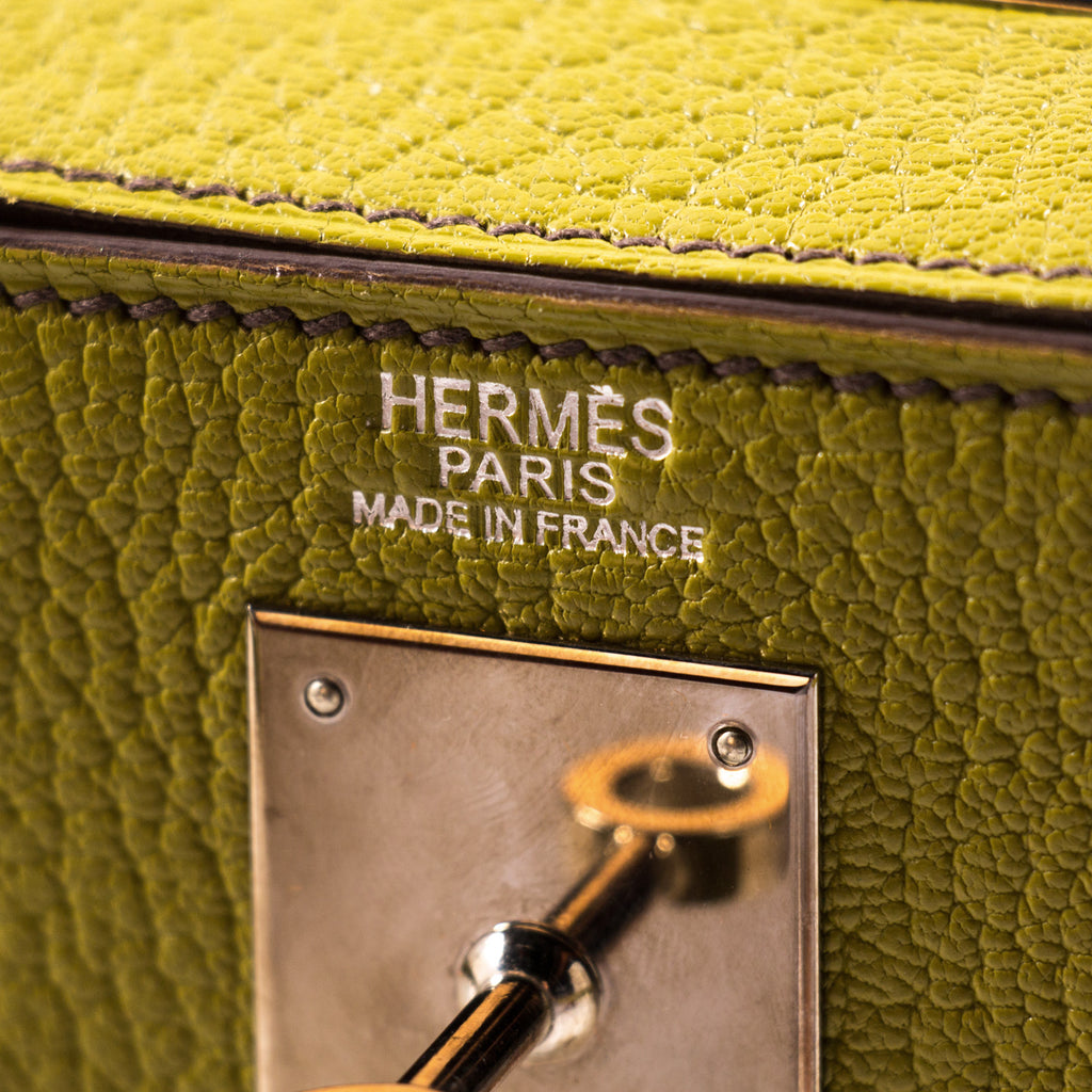 Hermès Kelly 32 Ostrich Marron / Vert Anis