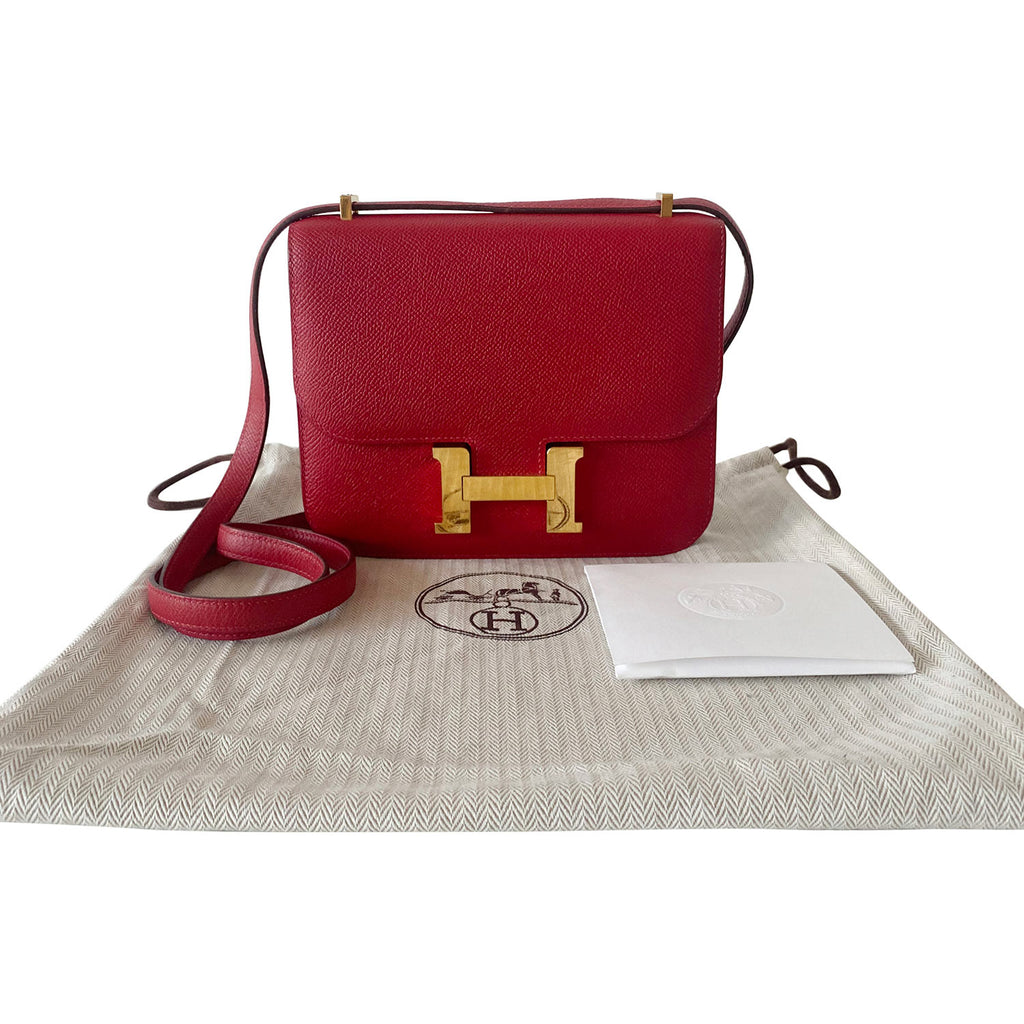 Hermes Red Epsom Leather Constance Mini 18 Shoulder Bag