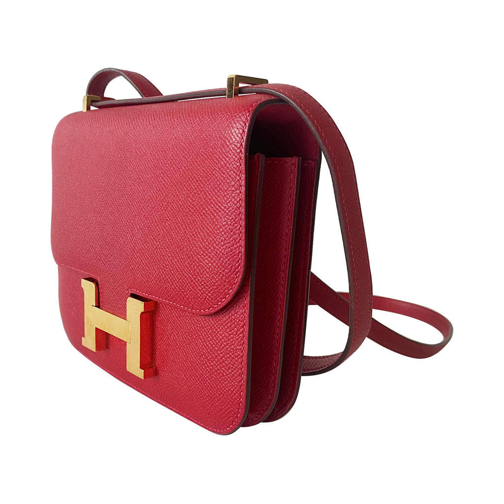 Hermes Red Epsom Leather Constance Mini 18 Shoulder Bag Hermes