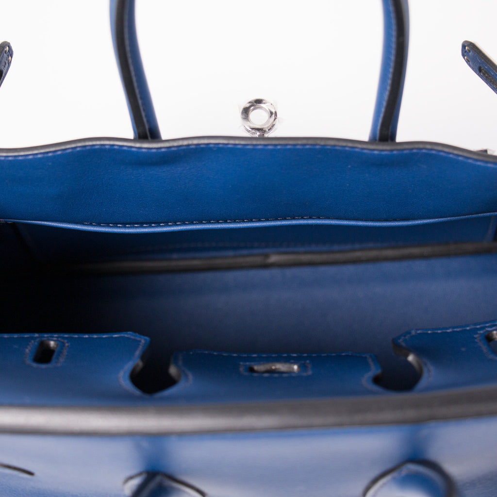 HERMES Birkin 25 Togo/Leather Blue Nui/Navy Silver Hardware Women's  Handbag