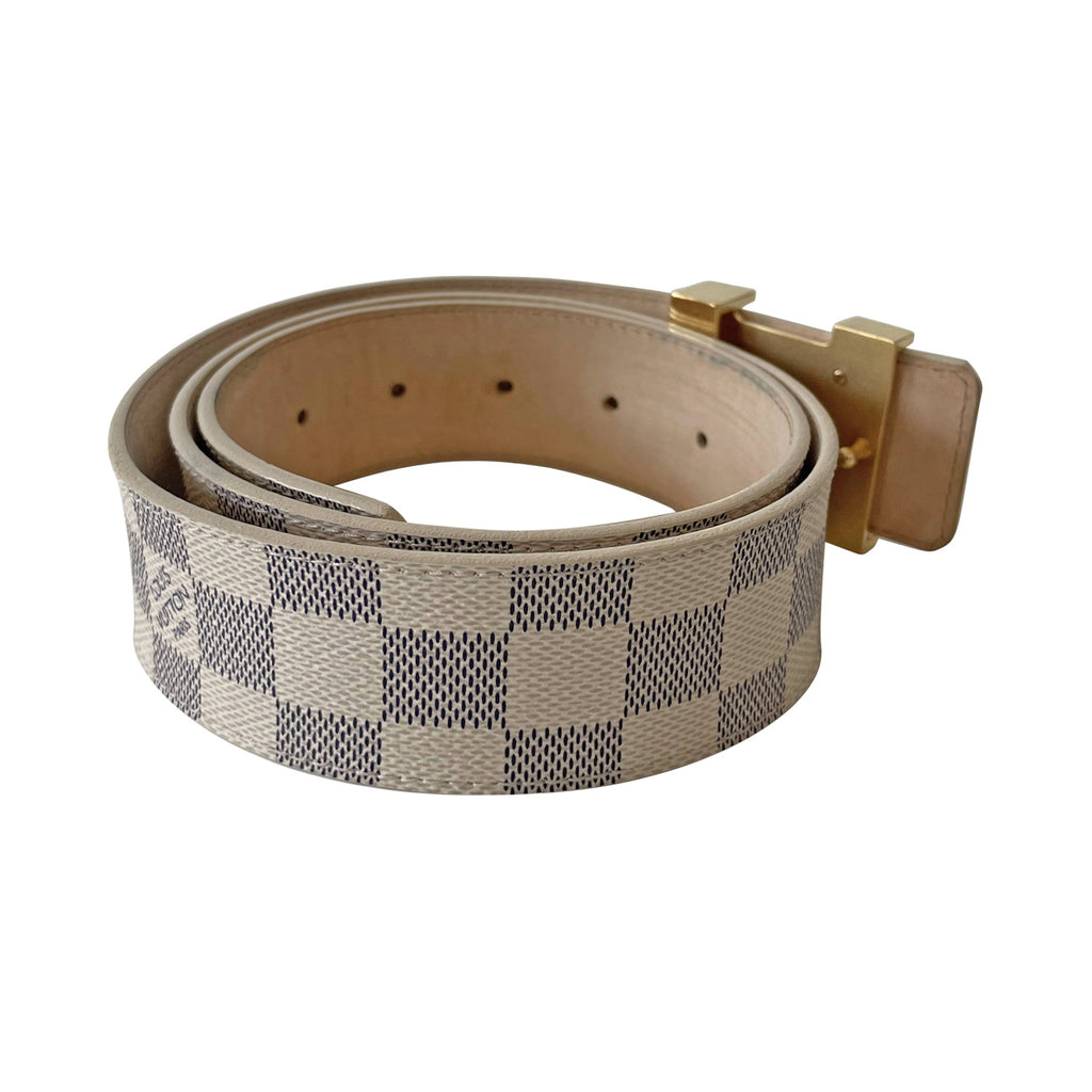 Louis Vuitton Belt Initiales Damier Azur Blue/White in Canvas with