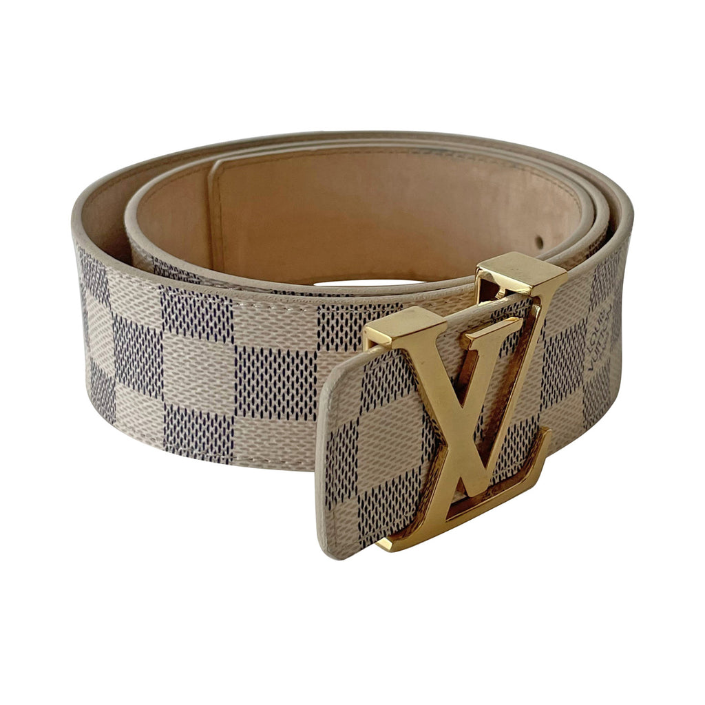 LOUIS VUITTON Damier Azur LV Initiales Men's Belt Size 80