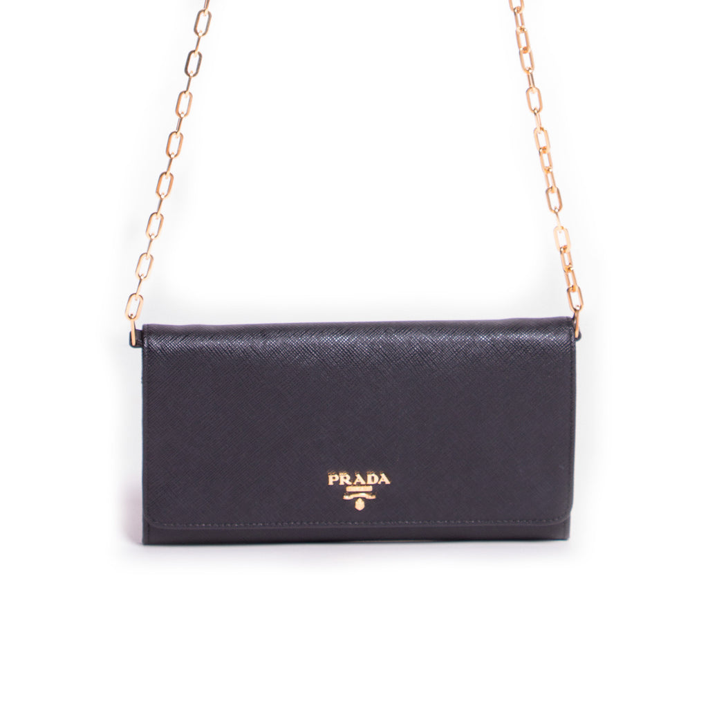 Prada Leather Chain Wallet - revogue