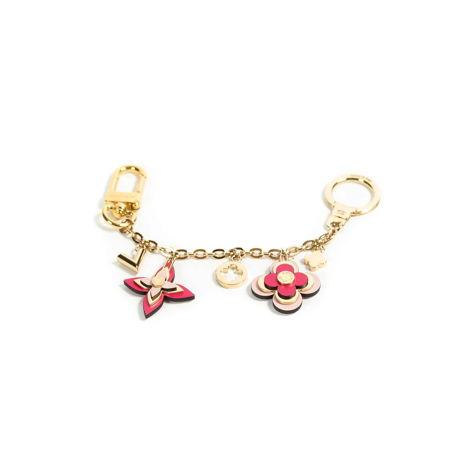 LOUIS VUITTON Blooming Flowers Chain Bag Charm and Key Holder Pink
