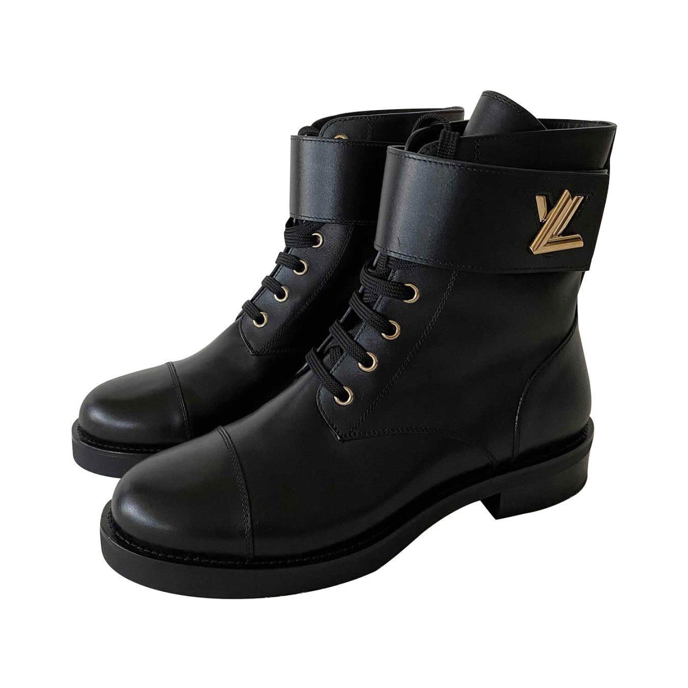 Louis Vuitton Black Leather Wonderland Ranger LV Twist Boots Size 10.5/41 -  Yoogi's Closet