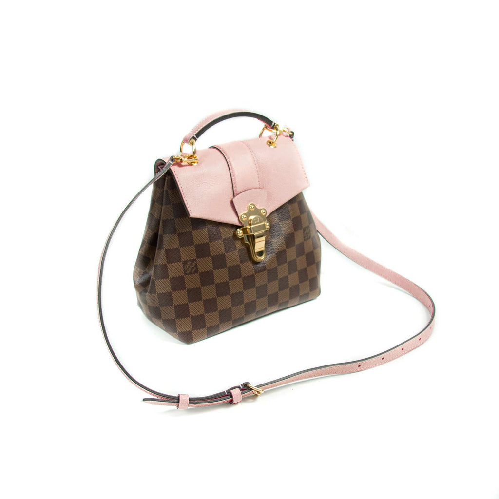 Louis Vuitton Clapton PM, Damier Ebene and Pink Leather, Preowned