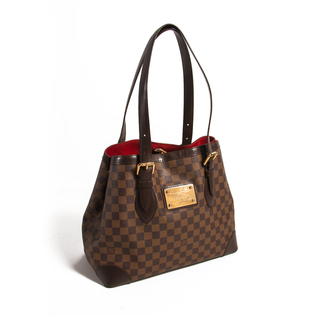 Authenticated Used Louis Vuitton Damier Hampstead MM Handbag Tote Bag  N51204 Brown Ebene PVC Leather Women's LOUIS VUITTON 