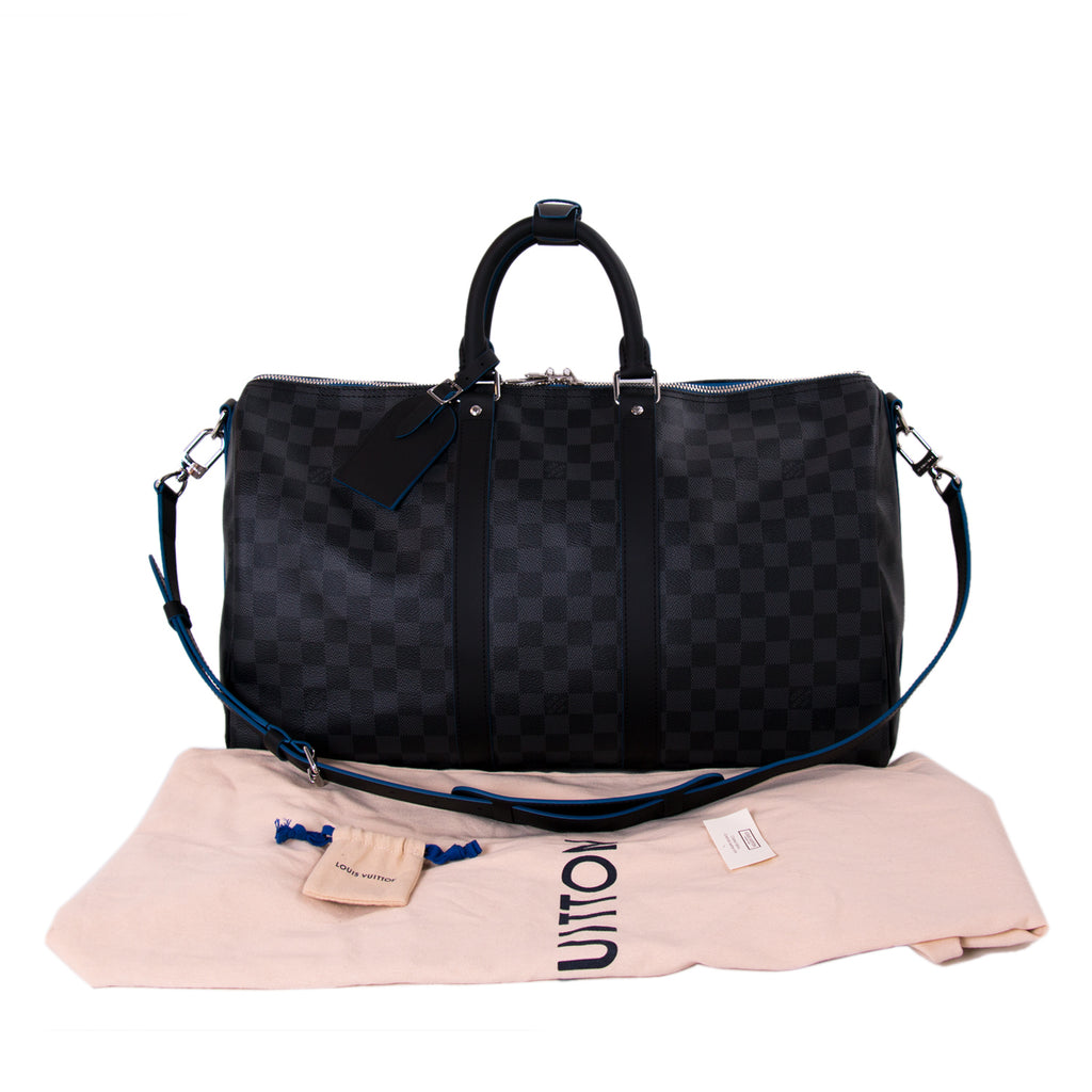 Authentic Louis Vuitton Damier Graphite Blue Coba Keepall Bandoulière –  Paris Station Shop