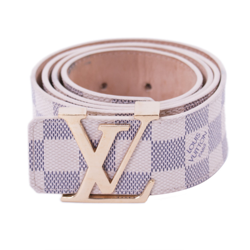 Pre-owned Belt Initiales Damier Azur Blue/white