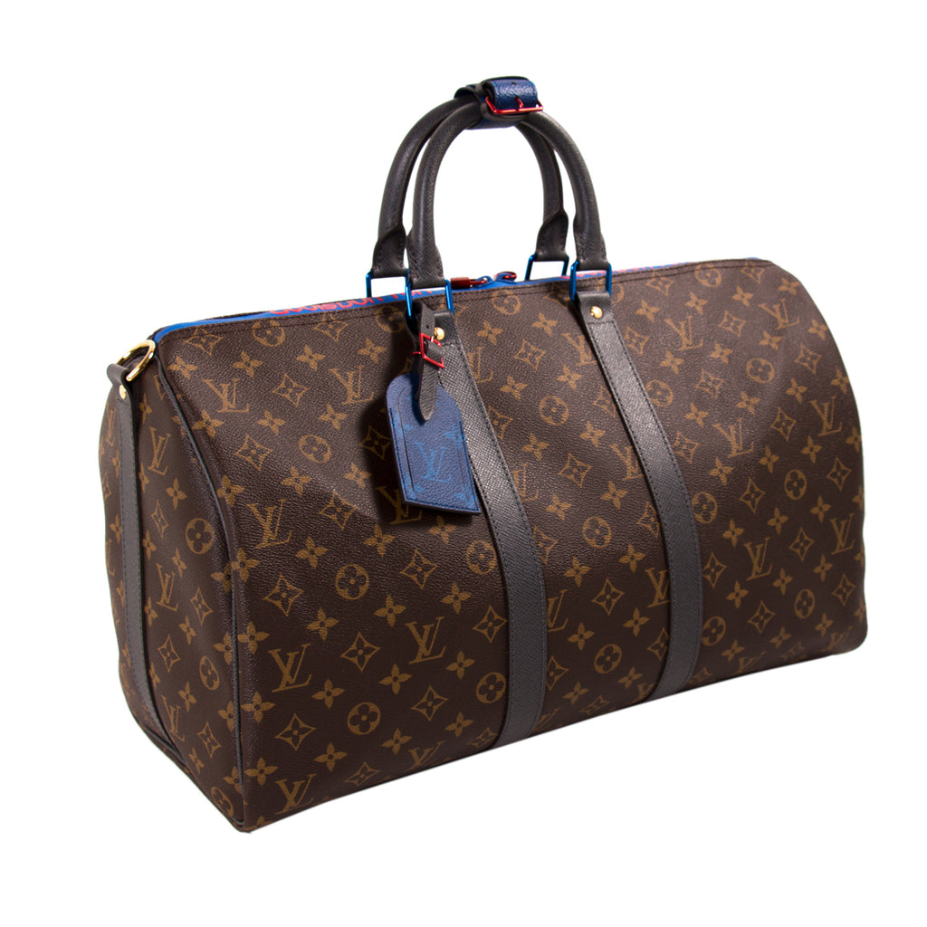 LOUIS VUITTON Monogram Outdoor Keepall Bandouliere 45 Pacific Blue 816855