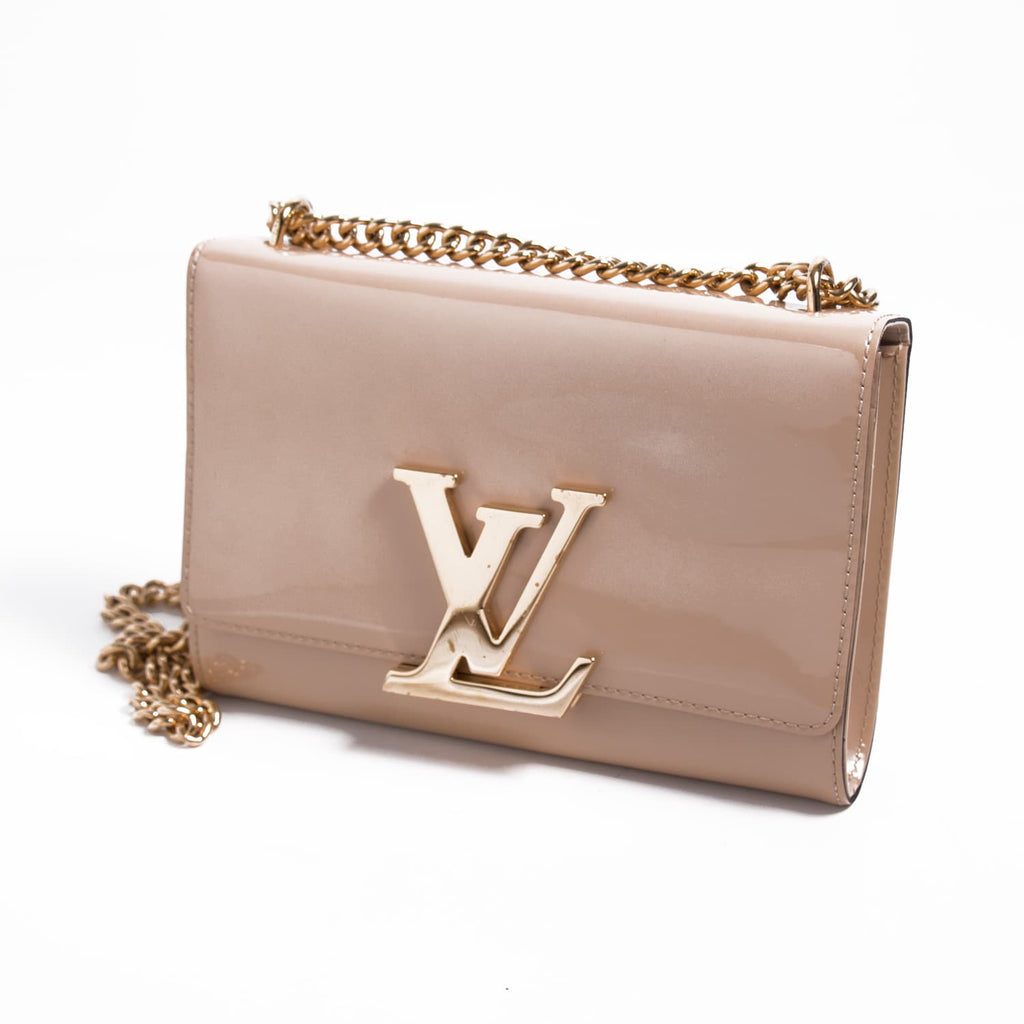 LOUIS VUITTON Calfskin Chain Louise MM Black 1229382