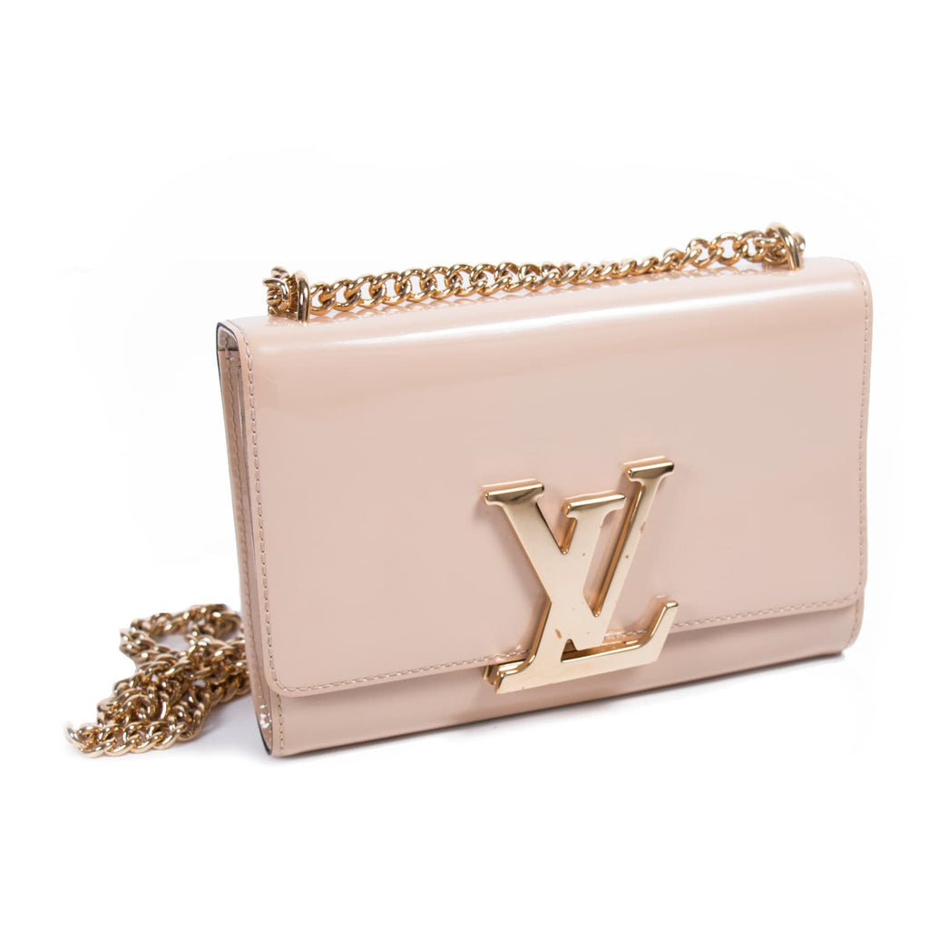 LOUIS VUITTON Patent Louise MM Chain Bag - Black/Gold