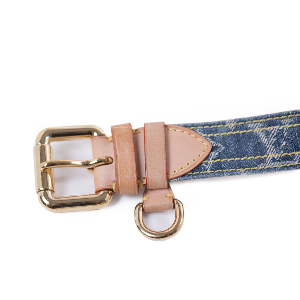 Louis Vuitton LV New Wave Belt Monogram Denim Gold Toned Hardware LV Women  Belt - Clothingta