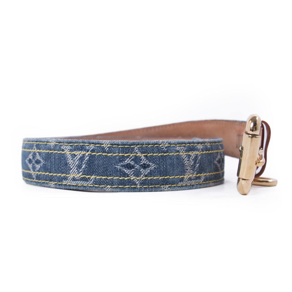 LOUIS VUITTON Louis Vuitton Belt M6925W Monogram Denim Pink Gold Metal  Fittings Leather Women's