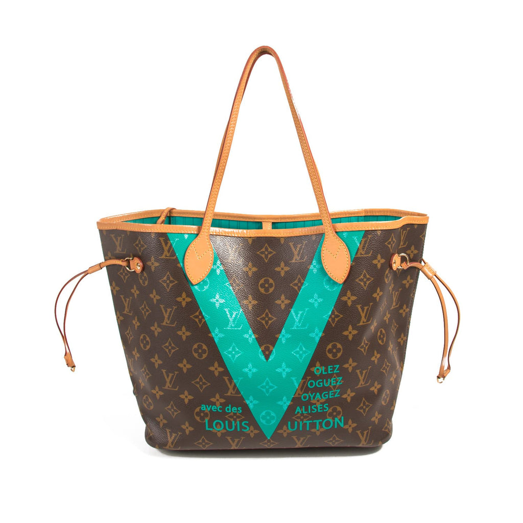 Louis Vuitton Monogram Canvas V Voyage Turquoise Neverfull MM Bag