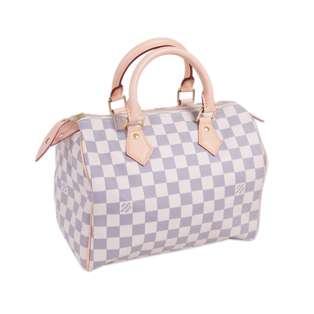 White Louis Vuitton Damier Azur Speedy 25 Boston Bag – Designer Revival