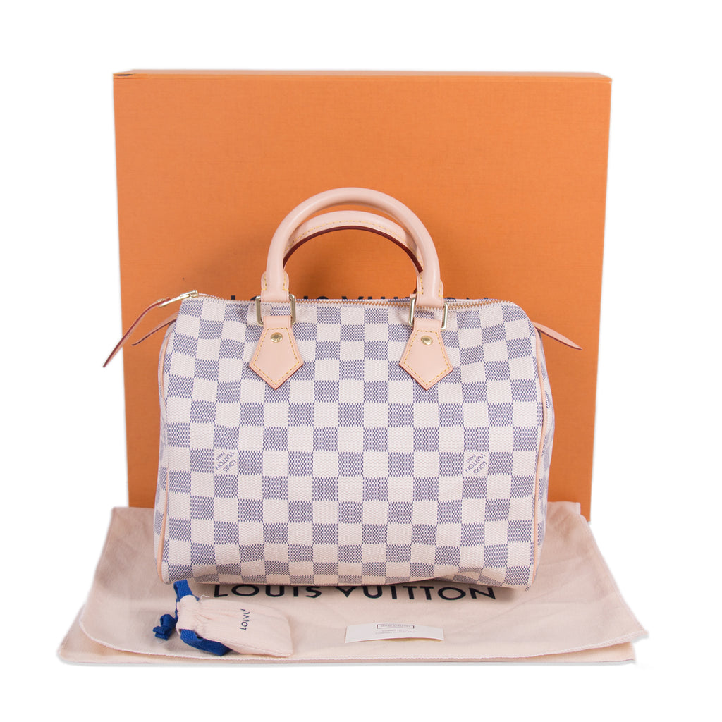 Louis Vuitton Speedy 25 Damier Azur Beige Leather ref.323773 - Joli Closet