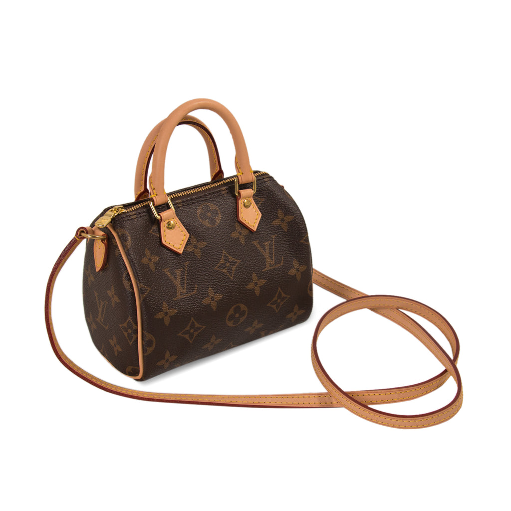 Louis+Vuitton+Speedy+Shoulder+Bag+Nano+Brown+Canvas+Monogram+Coated for  sale online