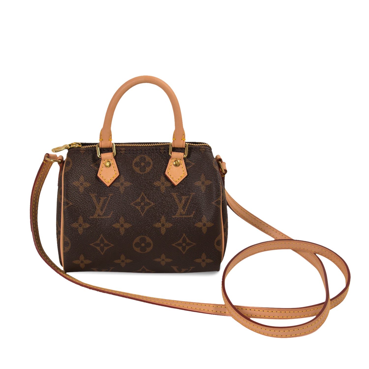 Louis Vuitton NANO SPEEDY MINI HL MONOGRAM STRAP Brown Leather Cloth  ref.398274 - Joli Closet