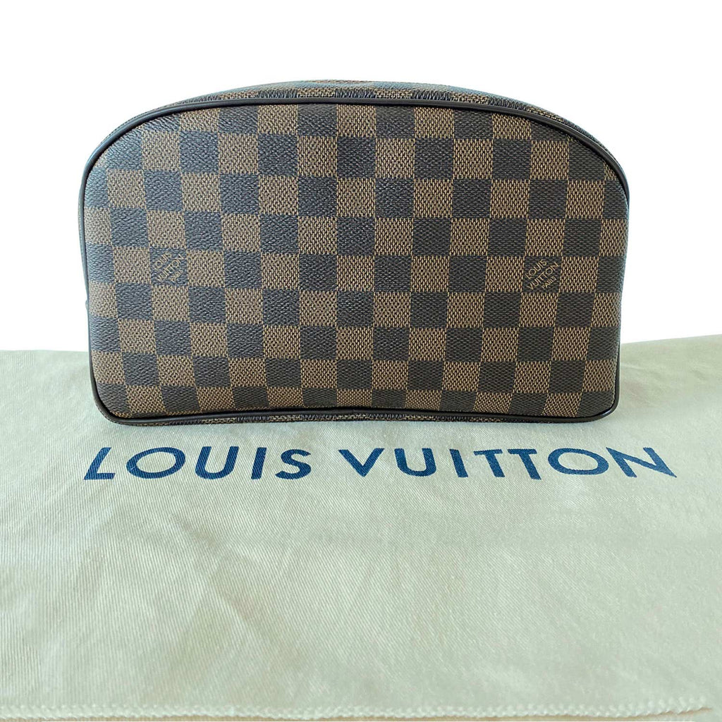 Clutch Bags Louis Vuitton Louis Vuitton Damier Azur Trousse Toilette 25 Cosmetic Pouch N41420 Auth 49017