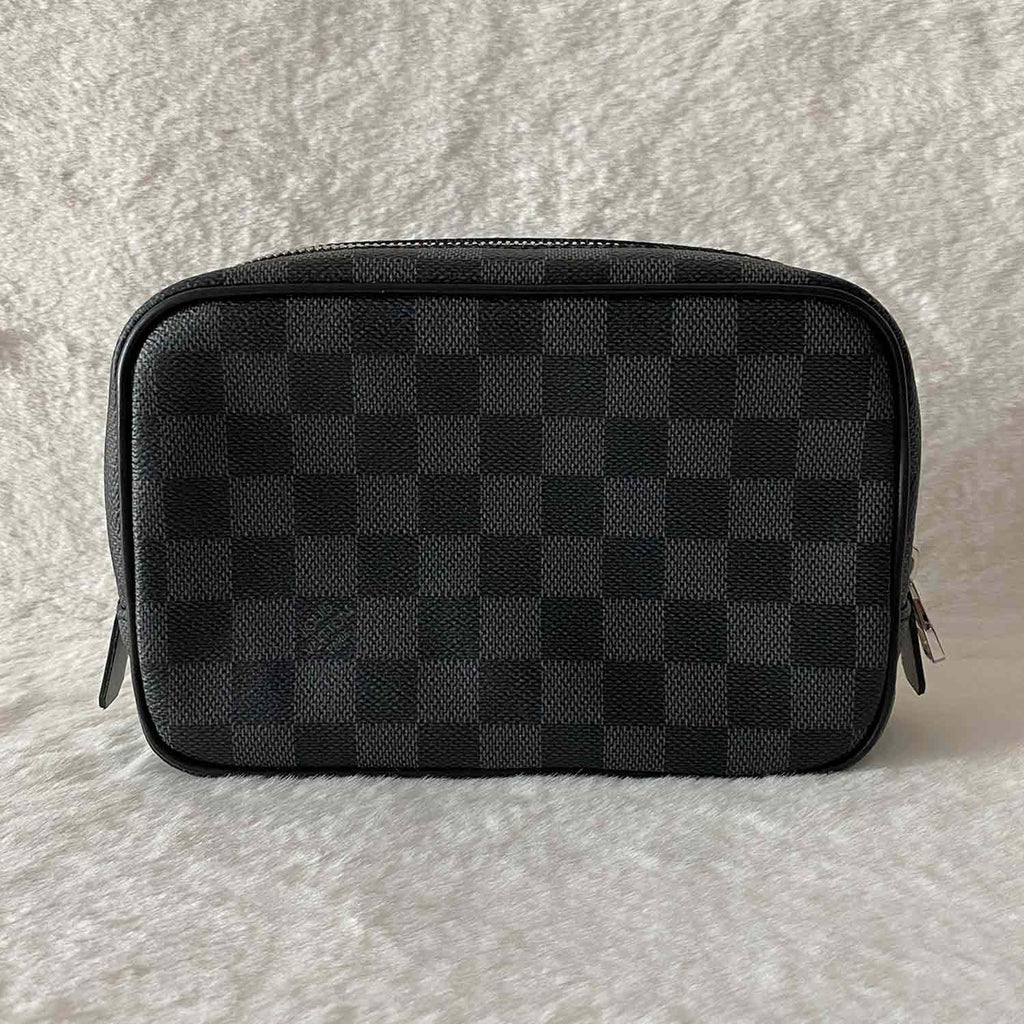 L.V. Damier Graphite Toilet Pouch PM, Luxury, Bags & Wallets on Carousell