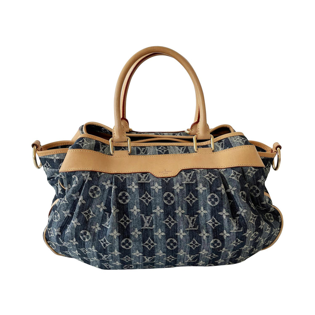 Louis Vuitton, Bags, Authentic Louis Vuitton Monogram Denim Cabas Raye Gm  Travel Bag 2 Way M95336