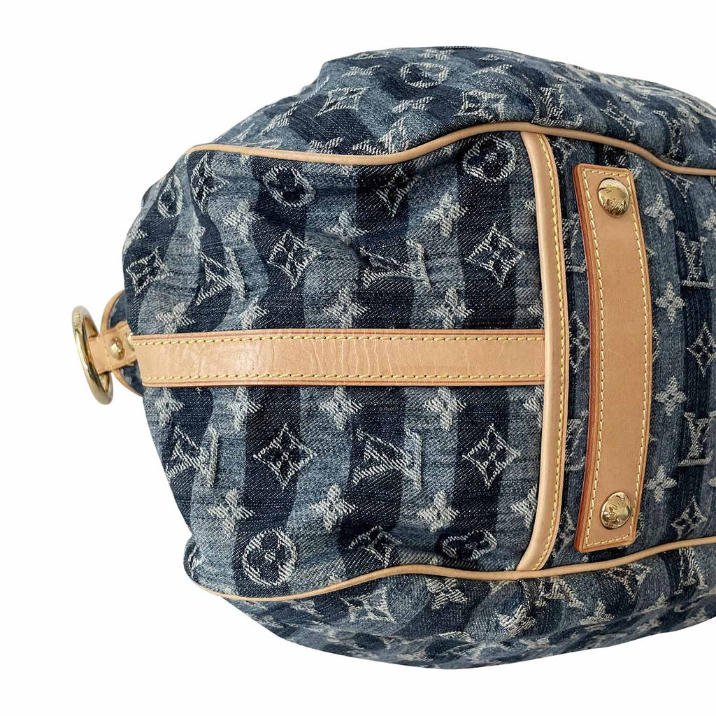 Louis Vuitton Monogram Denim Porte Epaule Raye Cabas GM - Blue