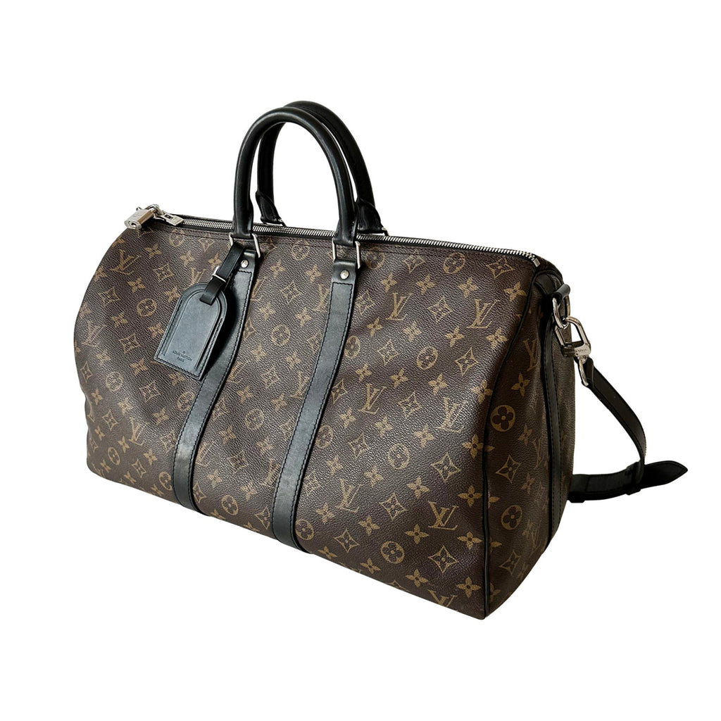 Louis Vuitton // Brown Monogram Macassar Keepall Bandoulière 45