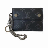 LOUIS VUITTON Monogram Eclipse Chain Compact Wallet M63510 LV Auth