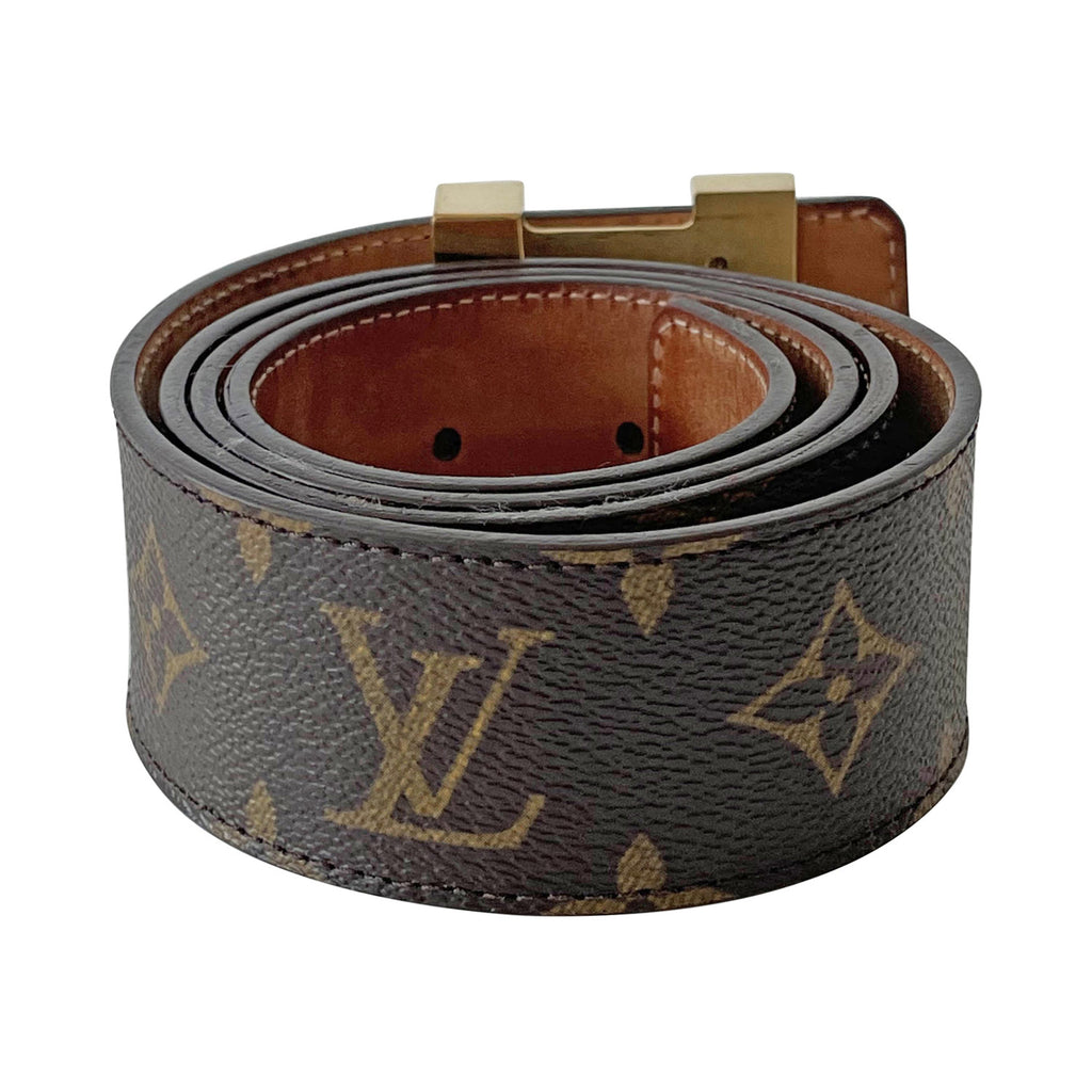 Louis Vuitton Belt Initiales Reversible Monogram 1W Noir Black/Brown in  Coated/Calfskin with Gold-Tone - US