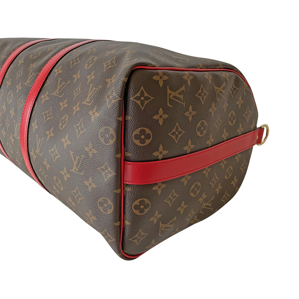 Louis Vuitton Keepall 50 Monogram Canvas Travel Bag Red