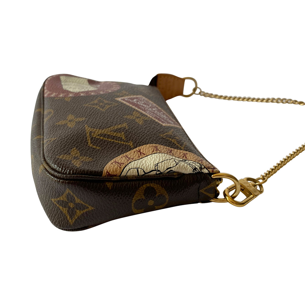 Louis Vuitton Brown Monogram Mini Lin Pochette Accessoires with Chain –  Bagriculture