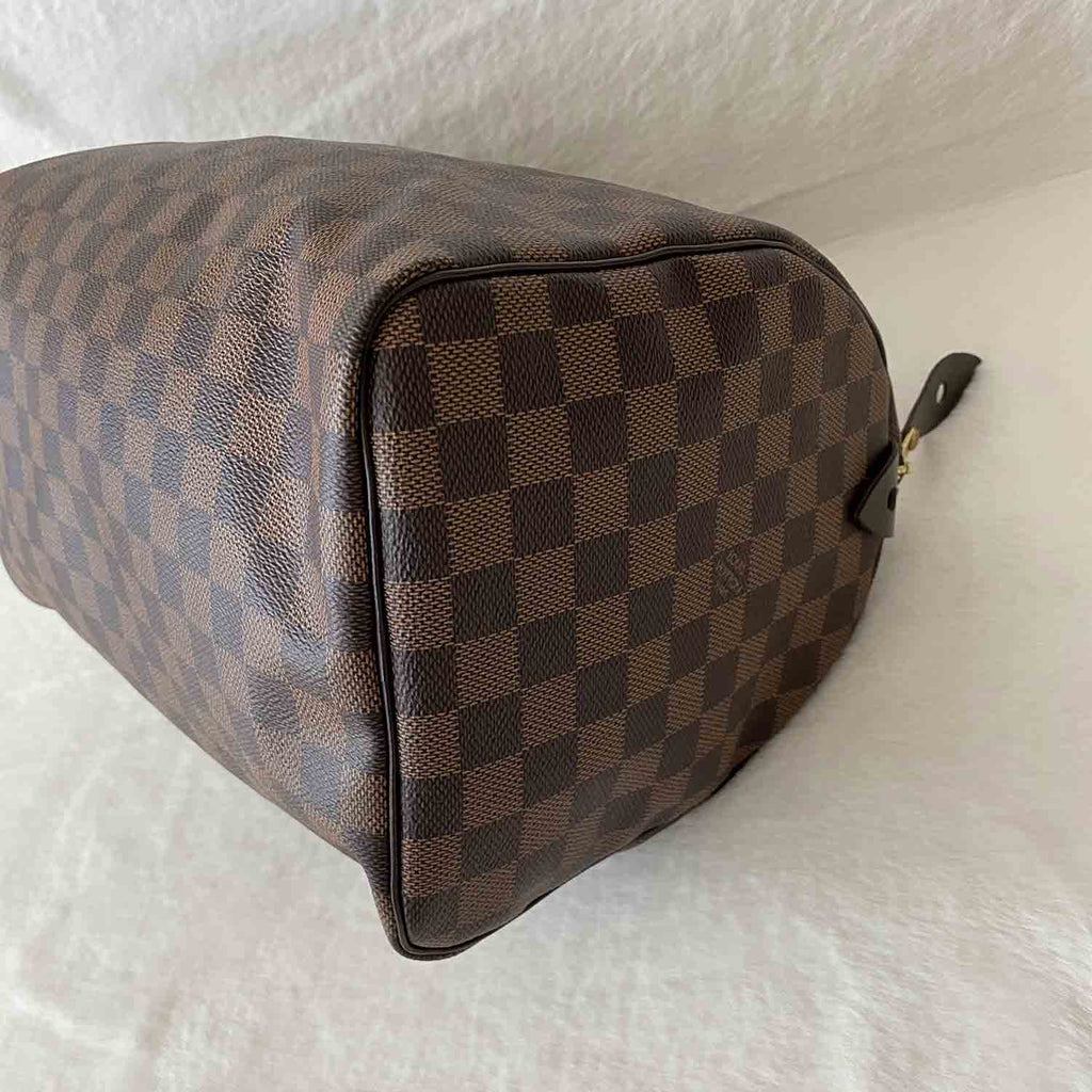 Speedy 30 LOUIS VUITTON Brown damier leather bag - VALOIS VINTAGE PARIS