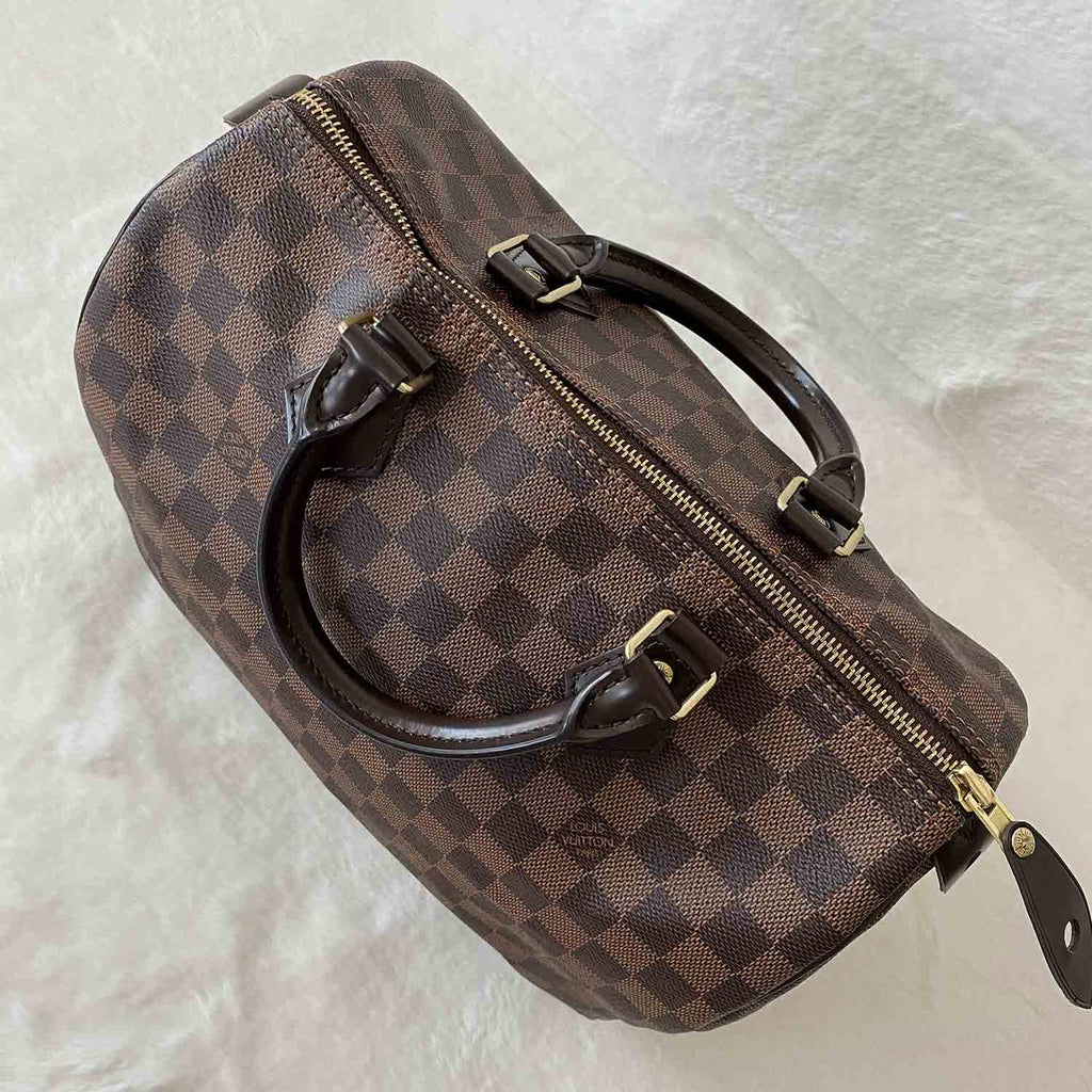 Speedy 30 LOUIS VUITTON Brown damier leather bag - VALOIS VINTAGE PARIS